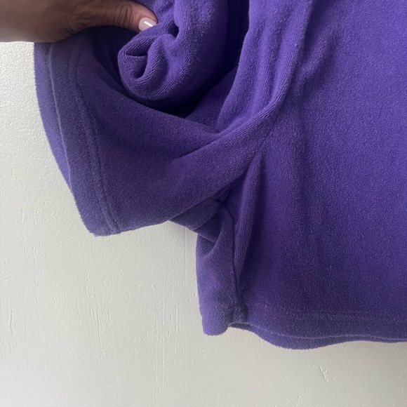 Vintage Purple Terry Cloth Romper 1980’s Purple Jumper 80’s Beach Cover Up - Picture 6 of 8